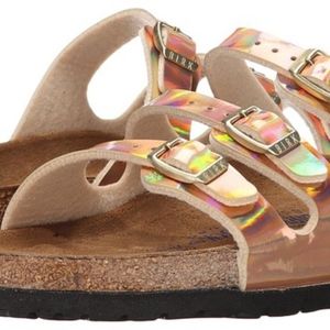 Mirror Rose Gold Birkenstock Florida Triple Strap